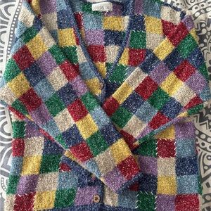 VINTAGE Multicolor Checkered Women's Cardigan Sweater
